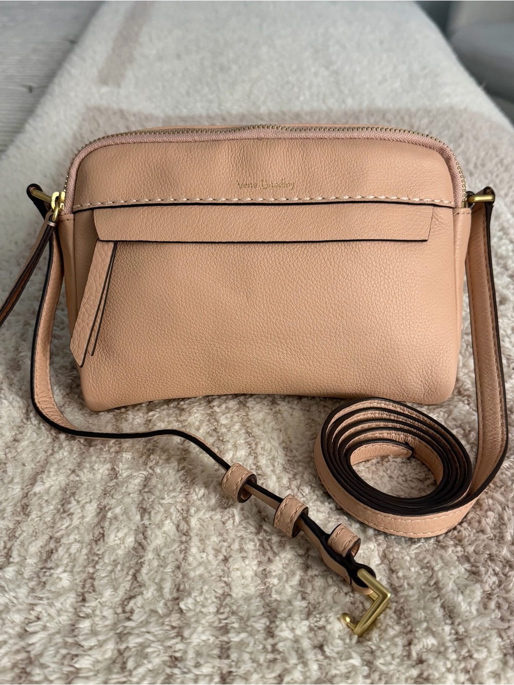 Vera Bradley Mallory RFID Petite Leather Crossbody Pink Sand NWT